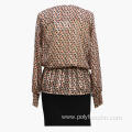 Multicolor Printed Peplum Long Sleeve Top